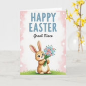 Carte de Pâques à motif de lapin et de fleurs (Fleur jaune)