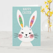 Carte de Pâques à motif lapin zigzag (Fleur jaune)