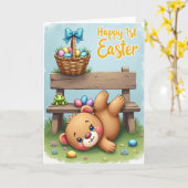 Carte de Pâques à motif ovale (Fleur jaune)