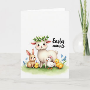 Carte de Pâques amis animaux mignons de printemps