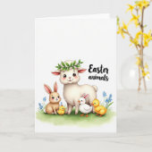 Carte de Pâques amis animaux mignons de printemps (Fleur jaune)