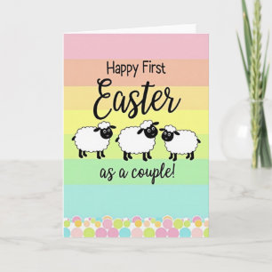 Carte de Pâques amis moutons joyeuse