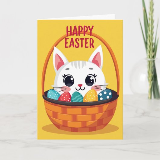 Carte de Pâques amusante au chat rayé (Devant)
