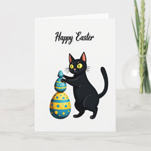 Carte de Pâques amusante avec chat
