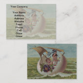 Carte de Pâques Antique OEufs de voile Enfants (Devant / Derrière)