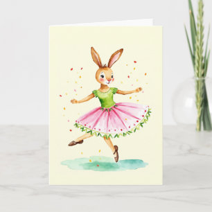 Carte de Pâques aquarelle Ballet de Lapin