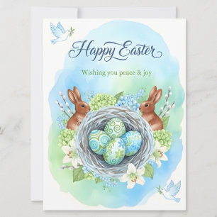 Carte de Pâques aquarelle Joyeuses Pâques