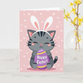 Carte de Pâques au chat rayé (Fleur jaune)