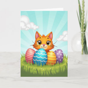 Carte de Pâques au chat roux