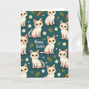 Carte de Pâques aux chats à lunettes