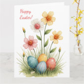 Carte de Pâques aux couleurs pastel douces (Fleur jaune)