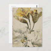 Carte de Pâques aux fleurs vintage (Devant / Derrière)