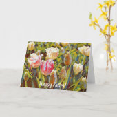Carte de Pâques aux tulipes impressionnistes artis (Fleur jaune)
