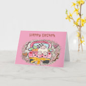 Carte de Pâques avec Bunny Funny (Fleur jaune)