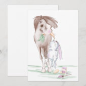 Carte de Pâques avec cheval et lapin (Devant / Derrière)