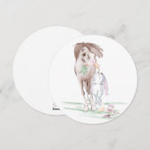 Carte de Pâques avec cheval sucré et lapin de Pâqu (Devant / Derrière)