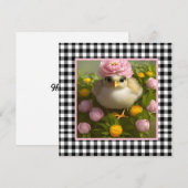 Carte de Pâques avec des poussins mignons et des f (Devant / Derrière)