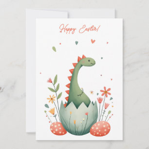 Carte de Pâques avec dinosaure aux couleurs pastel