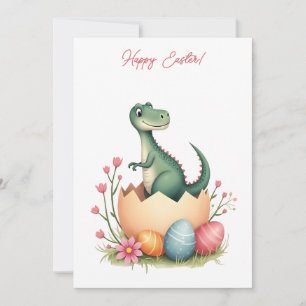 Carte de Pâques avec dinosaure aux couleurs pastel