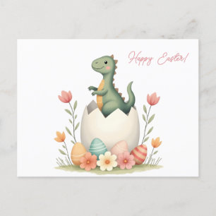 Carte de Pâques avec dinosaure aux couleurs pastel