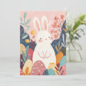 Carte de Pâques avec Fleurs et Lapin de Pâques (Debout devant)
