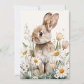 Carte de Pâques avec fleurs et lapin de Pâques (Devant)