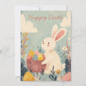 Carte de Pâques avec fleurs et lapin de Pâques (Devant)