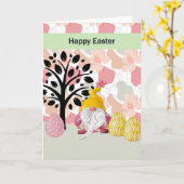 Carte de Pâques avec Gnome mignonne (Fleur jaune)