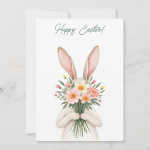 Carte de Pâques avec lapin aux couleurs pastel