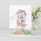 Carte de Pâques avec lapin doux et cheval (Debout devant)
