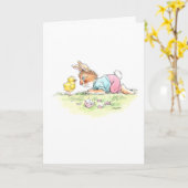 Carte de Pâques avec Lapin et Poussin (Fleur jaune)