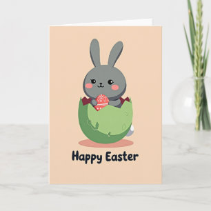 Carte de Pâques avec lapin mignon et œuf