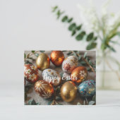 Carte de Pâques avec or et oeufs peints Vacances (Debout devant)