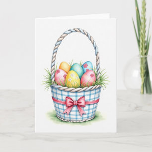 Carte de Pâques avec panier de printemps