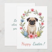 Carte de Pâques avec photo d'un carlin (Devant / Derrière)