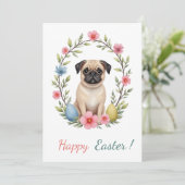 Carte de Pâques avec photo d'un carlin (Debout devant)