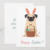Carte de Pâques avec photo d'un carlin (Devant / Derrière)