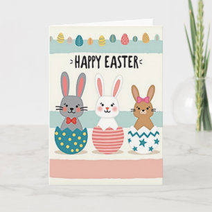 Carte de Pâques avec un mignon petit lapin de prin