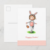 Carte de Pâques avec une fille en costume de lapin (Devant / Derrière)