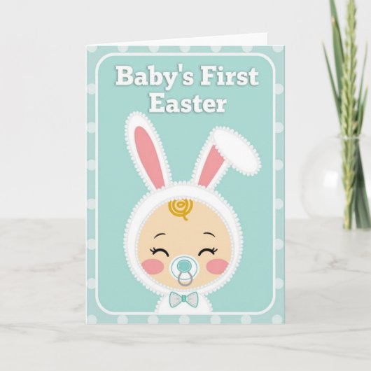 Carte de Pâques Bébé à pois (Devant)