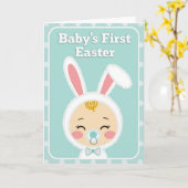Carte de Pâques Bébé à pois (Fleur jaune)