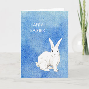 Carte de Pâques bleue Rabbit
