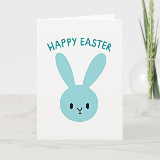 Carte de Pâques Blue Bunny Happy Easter (Devant)