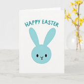 Carte de Pâques Blue Bunny Happy Easter (Fleur jaune)