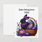 Carte de Pâques brillant belle conception lapin (Devant / Derrière)