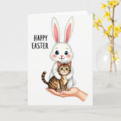 Carte de Pâques Bunny et Kitty (Fleur jaune)
