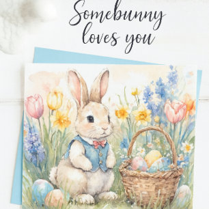 Carte de Pâques Bunny Loves You (pour enfants)