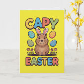 Carte de Pâques Capybara Oreille de Lapin de Capyb (Fleur jaune)