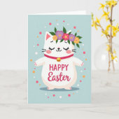 Carte de Pâques Chat à pois (Fleur jaune)