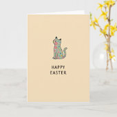 Carte de Pâques Chat Pastel Joyeux (Fleur jaune)